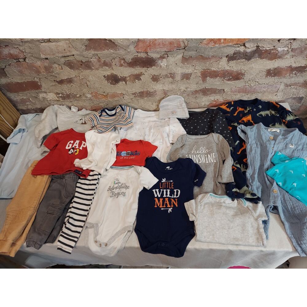 Baby Boys 0-3 Months Clothes Lot Bundle Bodysuits Pants Shirts Sleepers Gap Old